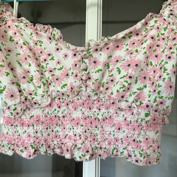 Alice + Olivia Rianna Puff Sleeve Floral Cropped Top XS - Picture 5 of 10